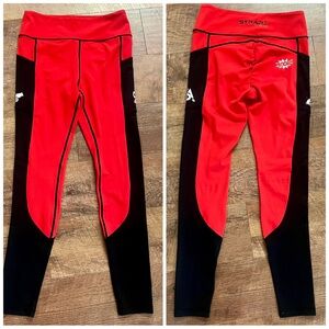 STRAPT Bright Red and Black Comic Athletic Scrunch Bum Leggings Size Medium